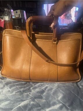 vintage coach Classic Structured Leather Satchel in Warm Cognac